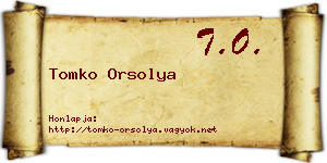 Tomko Orsolya névjegykártya